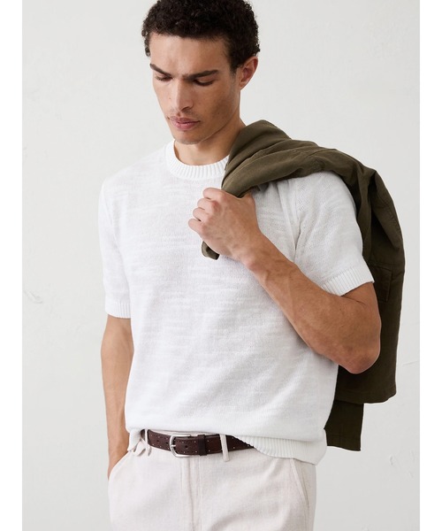 BANANA REPUBLIC FACTORY STORE(バナナリパブリック ファクトリーストア)の「BANANA REPUBLIC FACTORY STORE スラブコットン セーター Tシャツ(ニット/セーター・メンズ・ライトベージュ/オフホワイト/ワイン・XL/L/M/S)」の1枚目の写真