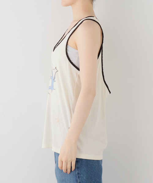 OPEN Yy(オープンワイワイ)の「【OPEN YY / オープンワイワイ】YY BANDED SLEEVELESS TOP(タンクトップ・レディース・グリーン/ホワイト・SMALL)」の4枚目の写真