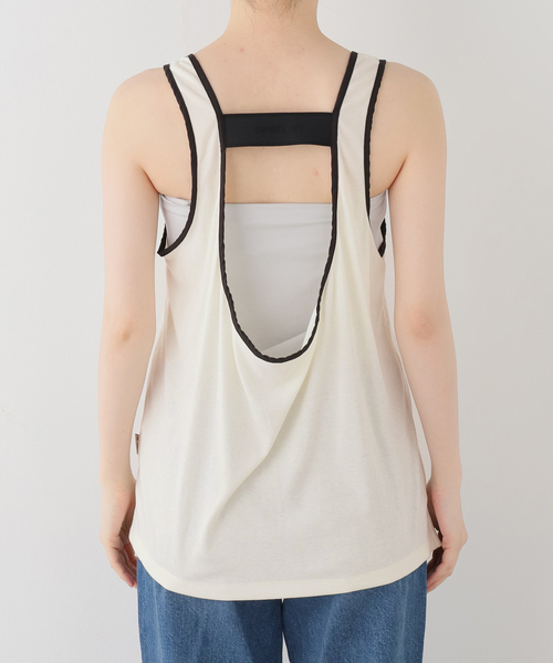 OPEN Yy(オープンワイワイ)の「【OPEN YY / オープンワイワイ】YY BANDED SLEEVELESS TOP(タンクトップ・レディース・グリーン/ホワイト・SMALL)」の5枚目の写真