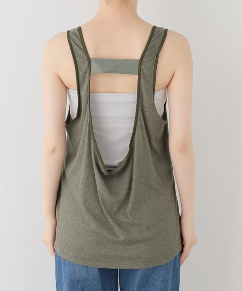 OPEN Yy(オープンワイワイ)の「【OPEN YY / オープンワイワイ】YY BANDED SLEEVELESS TOP(タンクトップ・レディース・グリーン/ホワイト・SMALL)」の8枚目の写真