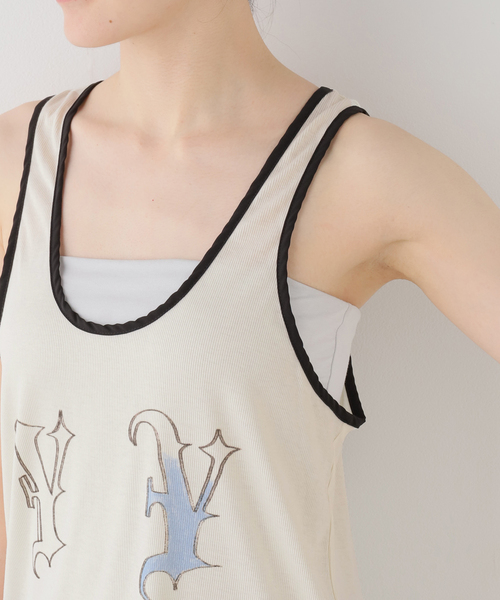 OPEN Yy(オープンワイワイ)の「【OPEN YY / オープンワイワイ】YY BANDED SLEEVELESS TOP(タンクトップ・レディース・グリーン/ホワイト・SMALL)」の9枚目の写真