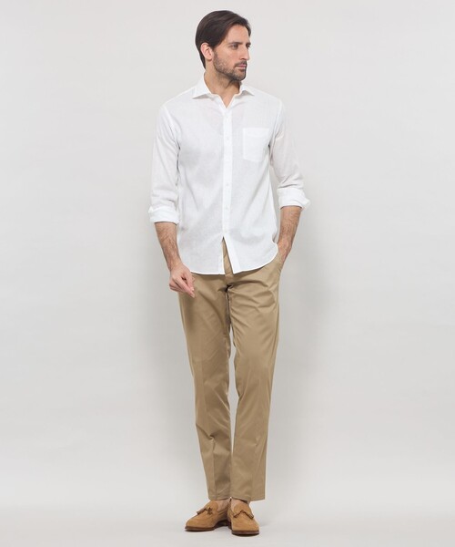 MACKINTOSH LONDON(マッキントッシュ ロンドン)の「【LEON掲載】ストレッチリネンワイドカラーシャツ(シャツ/ブラウス・メンズ・ネイビー/オフホワイト/グリーン/パープル系その他2/ブルー系その他2・L/XL/M)」の6枚目の写真