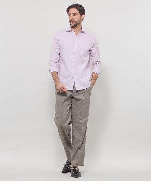 MACKINTOSH LONDON(マッキントッシュ ロンドン)の「【LEON掲載】ストレッチリネンワイドカラーシャツ(シャツ/ブラウス・メンズ・ネイビー/オフホワイト/グリーン/パープル系その他2/ブルー系その他2・L/XL/M)」の9枚目の写真