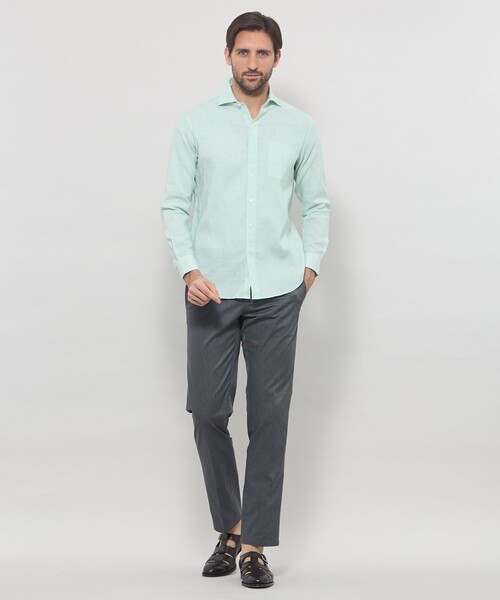 MACKINTOSH LONDON(マッキントッシュ ロンドン)の「【LEON掲載】ストレッチリネンワイドカラーシャツ(シャツ/ブラウス・メンズ・ネイビー/オフホワイト/グリーン/パープル系その他2/ブルー系その他2・L/XL/M)」の10枚目の写真