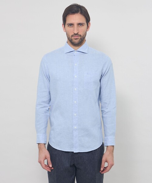 MACKINTOSH LONDON(マッキントッシュ ロンドン)の「【LEON掲載】ストレッチリネンワイドカラーシャツ(シャツ/ブラウス・メンズ・ネイビー/オフホワイト/グリーン/パープル系その他2/ブルー系その他2・L/XL/M)」の11枚目の写真