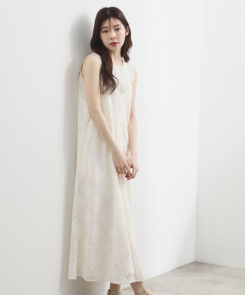 grove(グローブ)の「【貴島明日香さん着用・洗える】レースキャミワンピース(ワンピース・レディース・ブラック/オフホワイト/ブラウン系その他・02/04/05/03)」の1枚目の写真