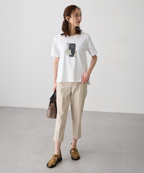 A/C DESIGN BY ALPHA CUBIC(エーシーデザインバイアルファキュービック)の「グラフィックロゴTシャツ【すごツヤ・接触冷感・UVカット】(Tシャツ/カットソー・レディース・ライトグレー/オフホワイト/ブラック・M/L/LL/3L)」の13枚目の写真