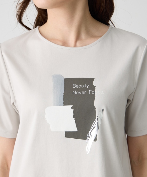 A/C DESIGN BY ALPHA CUBIC(エーシーデザインバイアルファキュービック)の「グラフィックロゴTシャツ【すごツヤ・接触冷感・UVカット】(Tシャツ/カットソー・レディース・ライトグレー/オフホワイト/ブラック・M/L/LL/3L)」の19枚目の写真