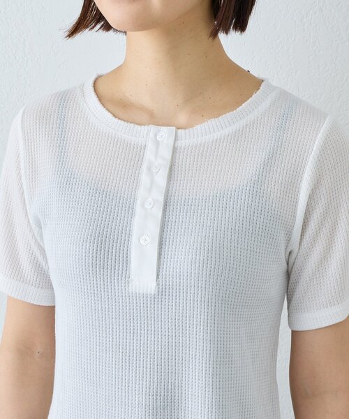 CIAOPANIC TYPY(チャオパニックティピー)の「【ZOZO限定】シアーワッフルヘンリーネックTee(Tシャツ/カットソー・レディース・ブラウン/グレー/オフホワイト/ブラック・ONE SIZE)」の10枚目の写真