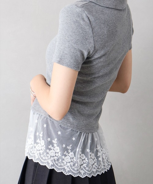 SpRay(スプレイ)の「裾レース半袖スキッパー(Tシャツ/カットソー・レディース・ブラック/グレー/ホワイト/イエロー・MEDIUM)」の6枚目の写真