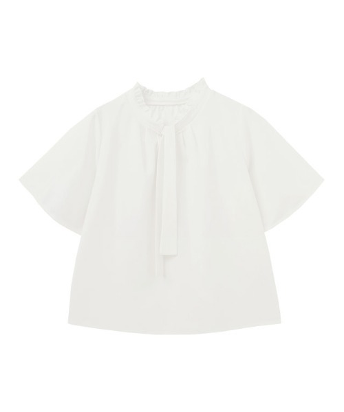 Pierrot(ピエロ)の「【接触冷感/UV/ウォッシャブル】フリルネックタイTブラウス(シャツ/ブラウス・レディース・ブルー/オフホワイト/グレー/ブラック・M/LL/L)」の15枚目の写真