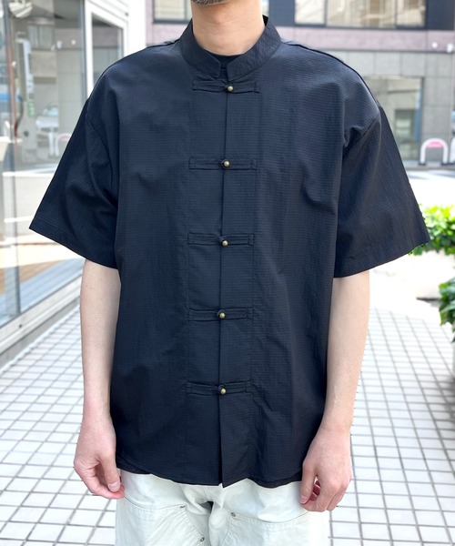 yield(イールド)の「【yield select】KUNG-FU SHIRT カンフーシャツ チャイナシャツ キレイめ 無地 半袖 シャツ(シャツ/ブラウス・メンズ・ブラック・M/L/XL/XXL/S)」の7枚目の写真