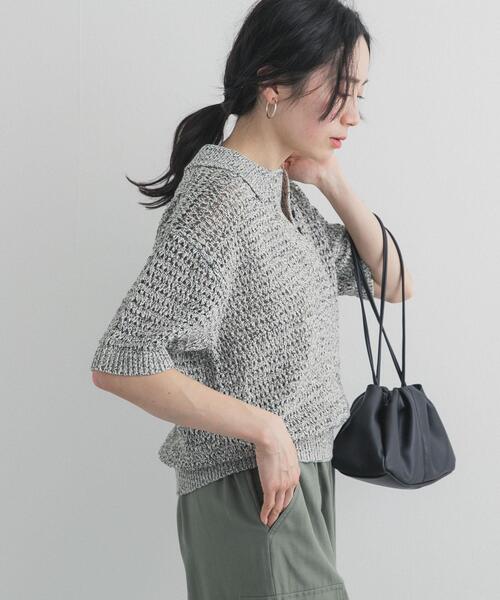 URBAN RESEARCH DOORS(アーバンリサーチドアーズ)の「メランジ衿付きニット(ニット/セーター・レディース・ベージュ系その他/ブラック系その他・FREE)」の2枚目の写真