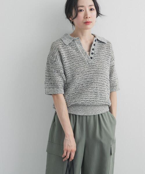 URBAN RESEARCH DOORS(アーバンリサーチドアーズ)の「メランジ衿付きニット(ニット/セーター・レディース・ベージュ系その他/ブラック系その他・FREE)」の12枚目の写真