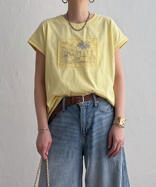 LBC(エルビーシー)の「冷感フレンチスリーブ刺繍Tシャツ(Tシャツ/カットソー・レディース・ホワイト/イエロー/チャコール/ブルー・M)」の4枚目の写真