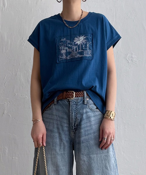 LBC(エルビーシー)の「冷感フレンチスリーブ刺繍Tシャツ(Tシャツ/カットソー・レディース・ホワイト/イエロー/チャコール/ブルー・M)」の3枚目の写真
