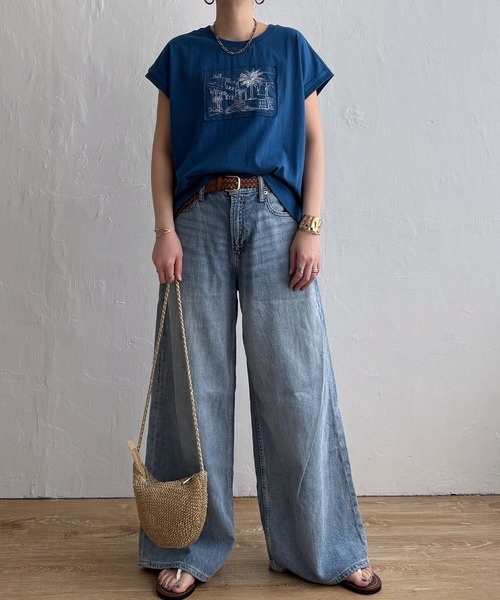 LBC(エルビーシー)の「冷感フレンチスリーブ刺繍Tシャツ(Tシャツ/カットソー・レディース・ホワイト/イエロー/チャコール/ブルー・M)」の10枚目の写真