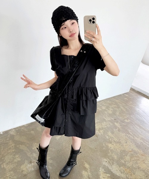 FAVORITO（ファヴォリート）の「シャツワンピース（シャツワンピース・レディース・ホワイト/ブラック・F）」の18枚目の写真