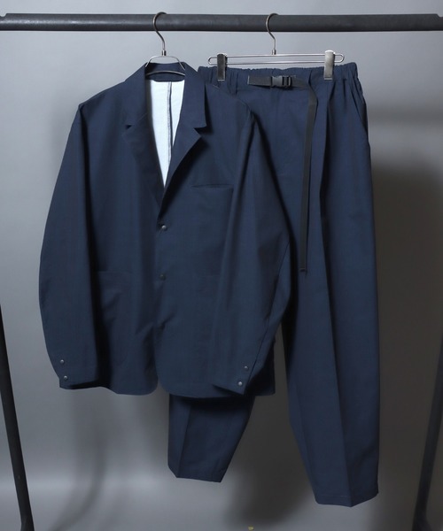ANPAS(アンパス)の「Poly Seersucker Wide-Leg Pants / シアサッカーワイドパンツ 〈セットアップ対応〉クライミングイージーパンツ メンズ トラウザー(スラックス・メンズ・ブラック/ネイビー・LL/L/M)」の12枚目の写真