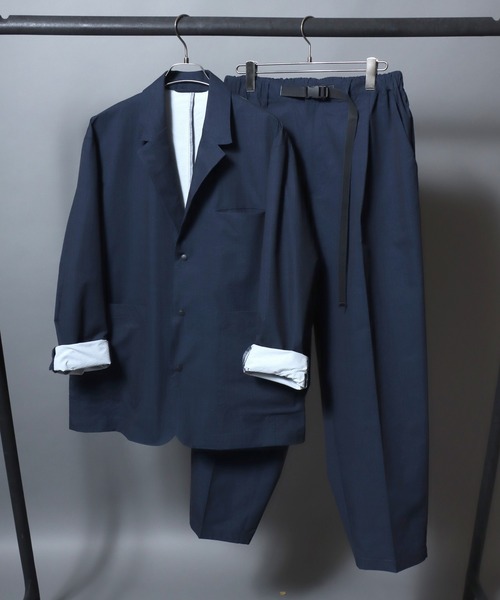 ANPAS(アンパス)の「Poly Seersucker Wide-Leg Pants / シアサッカーワイドパンツ 〈セットアップ対応〉クライミングイージーパンツ メンズ トラウザー(スラックス・メンズ・ブラック/ネイビー・LL/L/M)」の13枚目の写真