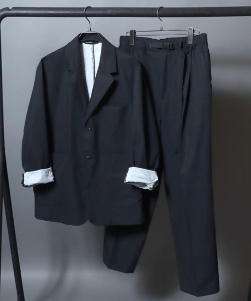 ANPAS(アンパス)の「Poly Seersucker Wide-Leg Pants / シアサッカーワイドパンツ 〈セットアップ対応〉クライミングイージーパンツ メンズ トラウザー(スラックス・メンズ・ブラック/ネイビー・LL/L/M)」の11枚目の写真