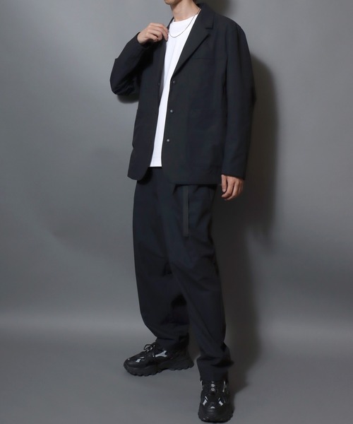 ANPAS(アンパス)の「Poly Seersucker Wide-Leg Pants / シアサッカーワイドパンツ 〈セットアップ対応〉クライミングイージーパンツ メンズ トラウザー(スラックス・メンズ・ブラック/ネイビー・LL/L/M)」の17枚目の写真
