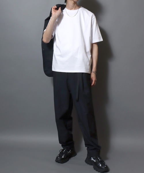 ANPAS(アンパス)の「Poly Seersucker Wide-Leg Pants / シアサッカーワイドパンツ 〈セットアップ対応〉クライミングイージーパンツ メンズ トラウザー(スラックス・メンズ・ブラック/ネイビー・LL/L/M)」の21枚目の写真
