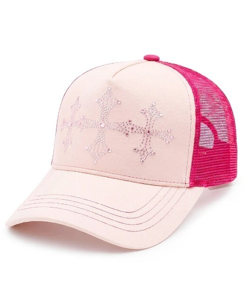 SUPPLIER(サプライヤー)の「A'GEM/9 × .kom 『SUPPLIER/サプライヤー』 Shiny Cross Rhinestone Mesh Cap/シャイニークロスラインストーンメッシュキャップ(キャップ・レディース・ブラック/ピンク・FREE)」の2枚目の写真