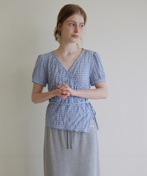 Check string blouse [KNSS08BL07]_Blue