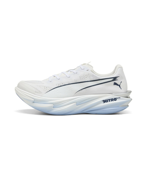 PUMA(プーマ)の「PUMA プーマ ウィメンズ ディヴィエイト ニトロ エリート 4 ランニングシュ(スニーカー・レディース・ホワイト×ブルー・24.0cm/23.0cm/23.5cm/24.5cm)」の1枚目の写真