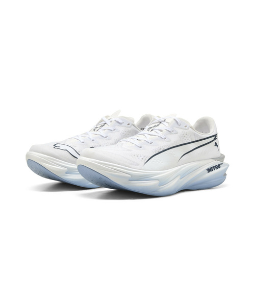 PUMA(プーマ)の「PUMA プーマ ウィメンズ ディヴィエイト ニトロ エリート 4 ランニングシュ(スニーカー・レディース・ホワイト×ブルー・24.0cm/23.0cm/23.5cm/24.5cm)」の2枚目の写真
