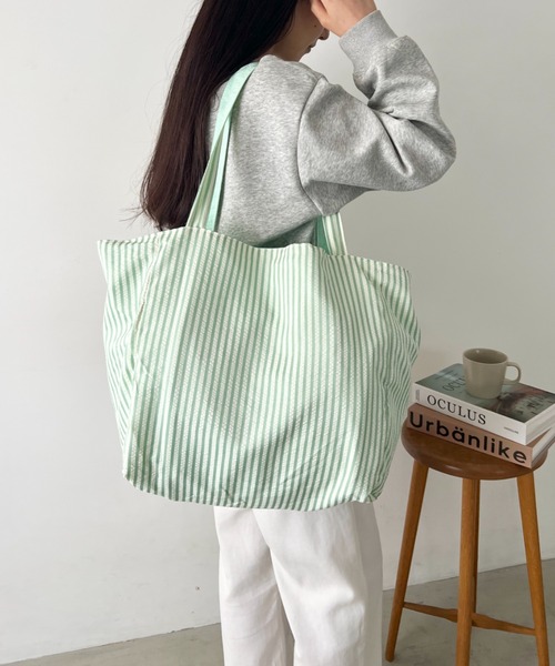 LOVALOT(ラバロット)の「【A4収納可能】リバーシブル ロゴ ストライプ トートバッグ(トートバッグ・レディース・ブルー/レッド/イエロー/ミント・FREE)」の9枚目の写真