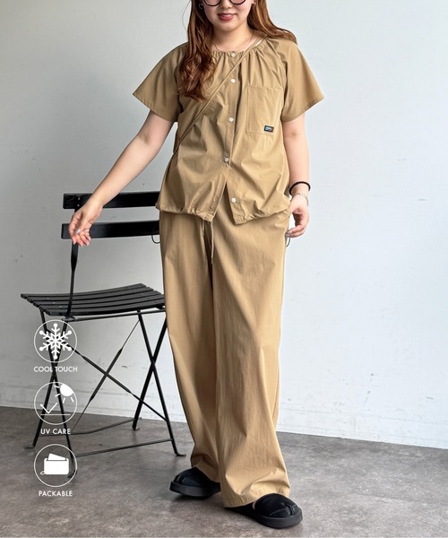 CPCM(シーピーシーエム)の「【3点セット】ストレッチナイロンパッカブルセットアップ(セットアップ・レディース・ブラック/ベージュ/チャコールグレー・FREE)」の3枚目の写真