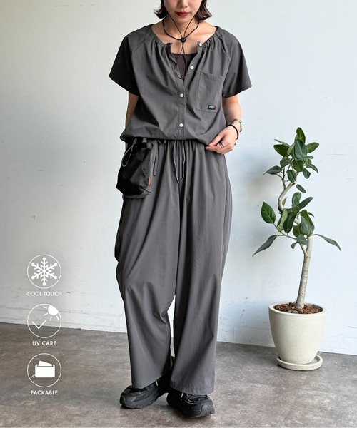 CPCM(シーピーシーエム)の「【3点セット】ストレッチナイロンパッカブルセットアップ(セットアップ・レディース・ブラック/ベージュ/チャコールグレー・FREE)」の2枚目の写真