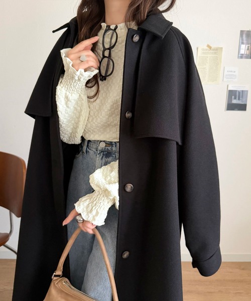 classicalelf(クラシカルエルフ)の「前も後ろも、ときめく一枚!ぽこぽこ素材×フリルで、大人可愛い。前後2way フクレジャガード フリルブラウス(長袖)(シャツ/ブラウス・レディース・アイボリー/チャコール/モカ・SMALL/MEDIUM/LARGE/X-LARGE)」の21枚目の写真