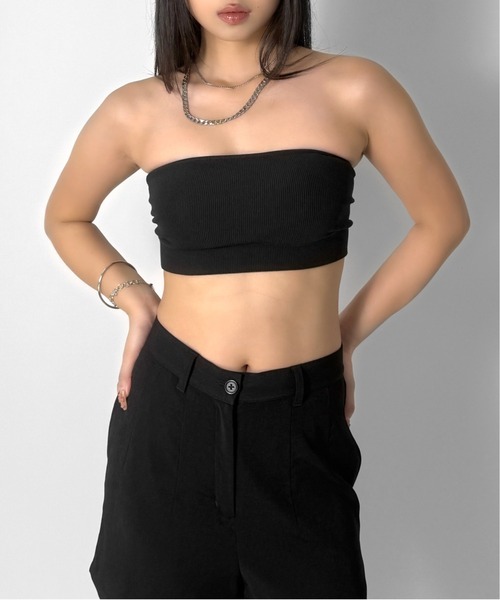 LVEU.(ラブユ.)の「【LVEU.】バックデザインカップベアトップ / トップス ベアトップ チューブトップ インナー カップ付き ブラトップ(チューブトップ・レディース・ブラック・FREE)」の5枚目の写真