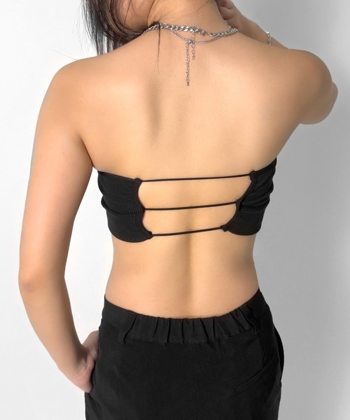 LVEU.(ラブユ.)の「【LVEU.】バックデザインカップベアトップ / トップス ベアトップ チューブトップ インナー カップ付き ブラトップ(チューブトップ・レディース・ブラック・FREE)」の6枚目の写真