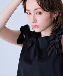 ショルダーリボン付きノースリーブカットソー