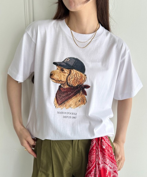 MYMOOD.(マイムード)の「アメリカンカジュアルDOGプリントアソートTシャツ(Tシャツ/カットソー・レディース・ホワイト/ブラック/ホワイト系その他・M)」の3枚目の写真