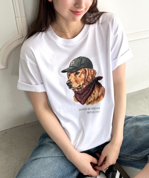 MYMOOD.(マイムード)の「アメリカンカジュアルDOGプリントアソートTシャツ(Tシャツ/カットソー・レディース・ホワイト/ブラック/ホワイト系その他・M)」の2枚目の写真