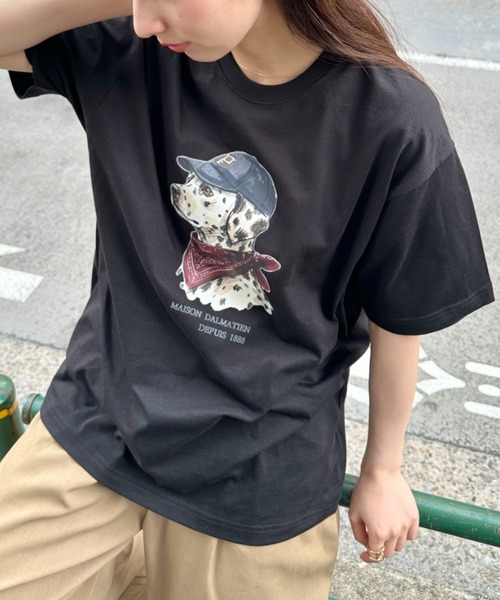 MYMOOD.(マイムード)の「アメリカンカジュアルDOGプリントアソートTシャツ(Tシャツ/カットソー・レディース・ホワイト/ブラック/ホワイト系その他・M)」の1枚目の写真