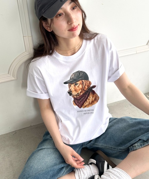 MYMOOD.(マイムード)の「アメリカンカジュアルDOGプリントアソートTシャツ(Tシャツ/カットソー・レディース・ホワイト/ブラック/ホワイト系その他・M)」の10枚目の写真