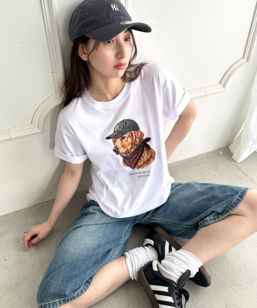 MYMOOD.(マイムード)の「アメリカンカジュアルDOGプリントアソートTシャツ(Tシャツ/カットソー・レディース・ホワイト/ブラック/ホワイト系その他・M)」の11枚目の写真