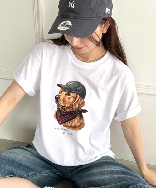 MYMOOD.(マイムード)の「アメリカンカジュアルDOGプリントアソートTシャツ(Tシャツ/カットソー・レディース・ホワイト/ブラック/ホワイト系その他・M)」の6枚目の写真