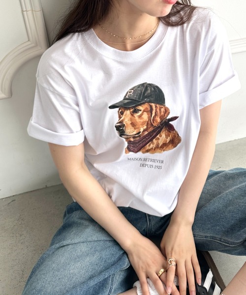 MYMOOD.(マイムード)の「アメリカンカジュアルDOGプリントアソートTシャツ(Tシャツ/カットソー・レディース・ホワイト/ブラック/ホワイト系その他・M)」の4枚目の写真