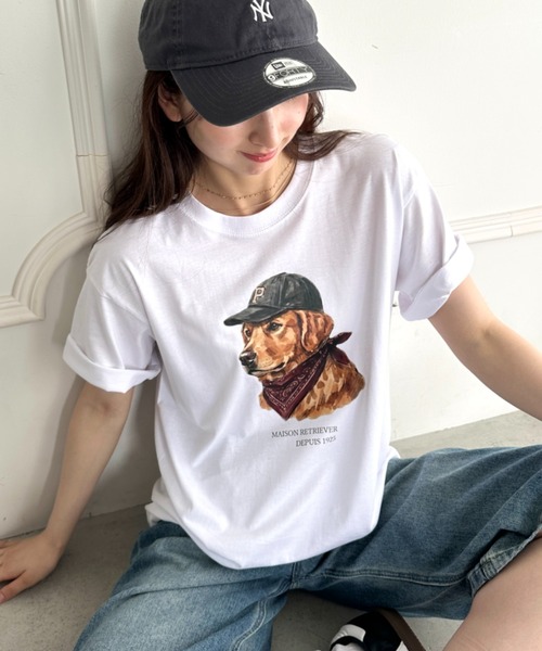 MYMOOD.(マイムード)の「アメリカンカジュアルDOGプリントアソートTシャツ(Tシャツ/カットソー・レディース・ホワイト/ブラック/ホワイト系その他・M)」の7枚目の写真