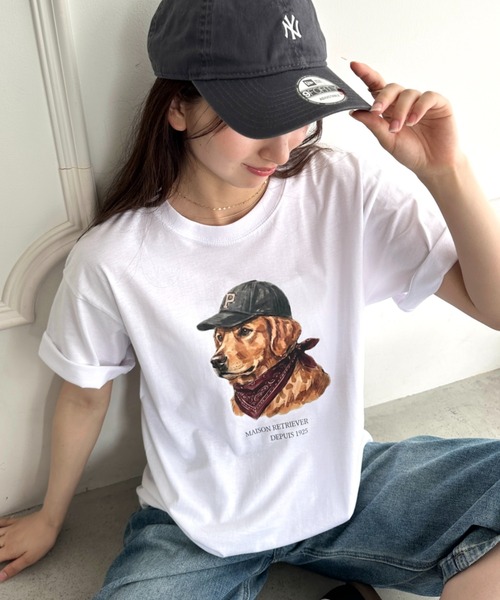 MYMOOD.(マイムード)の「アメリカンカジュアルDOGプリントアソートTシャツ(Tシャツ/カットソー・レディース・ホワイト/ブラック/ホワイト系その他・M)」の8枚目の写真