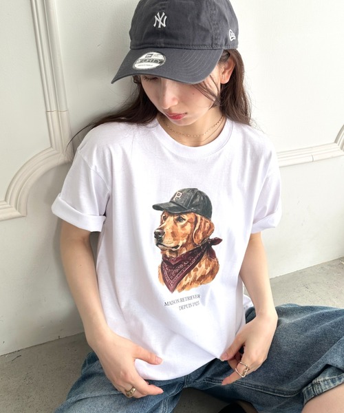MYMOOD.(マイムード)の「アメリカンカジュアルDOGプリントアソートTシャツ(Tシャツ/カットソー・レディース・ホワイト/ブラック/ホワイト系その他・M)」の9枚目の写真
