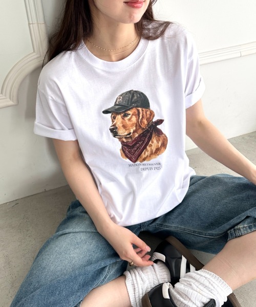 MYMOOD.(マイムード)の「アメリカンカジュアルDOGプリントアソートTシャツ(Tシャツ/カットソー・レディース・ホワイト/ブラック/ホワイト系その他・M)」の5枚目の写真