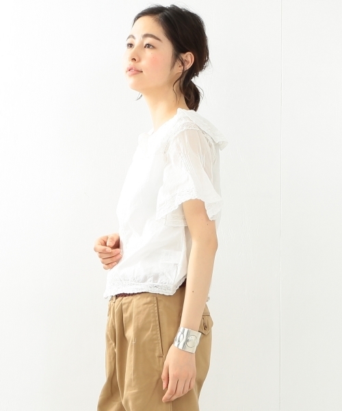 BEAMS BOY（ビームスボーイ）の「BEAMS BOY / ヴィンテージ レース ショートスリーブシャツ（シャツ/ブラウス・レディース・ホワイト・ONE SIZE）」の4枚目の写真